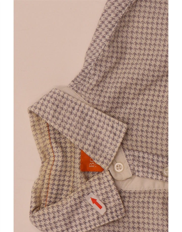 Koszula męska Hugo Boss Slim Fit, mała, biała pepitka