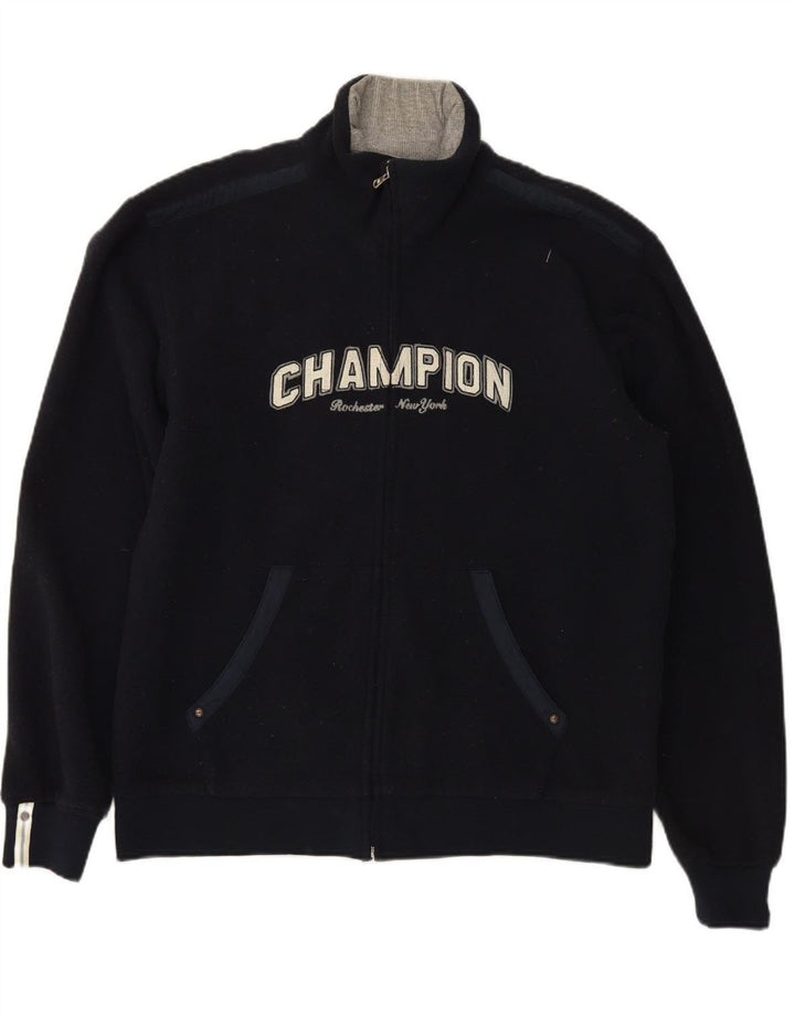 CHAMPION Mens Graphic Fleece Jacket UK 44 2XL Navy Blue Polyester