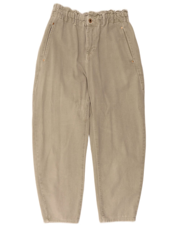 Damskie zwężane spodnie Capri z wysokim stanem Zara EU 40 Medium W30 L23 Beżowe