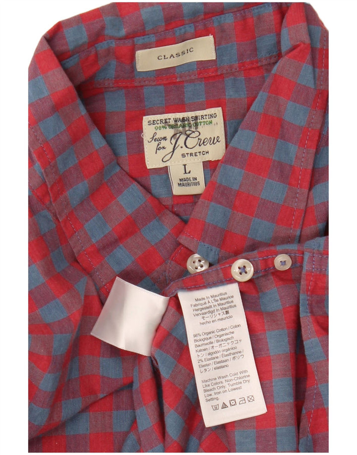 J. CREW Męska koszula o klasycznym kroju, duża, czerwona, bawełniana w kratkę