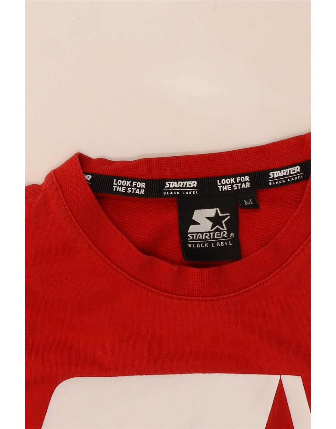 STARTER Mens Graphic Sweatshirt Jumper Medium Red Cotton Vintage Starter and Second-Hand Starter from Messina Hembry 
