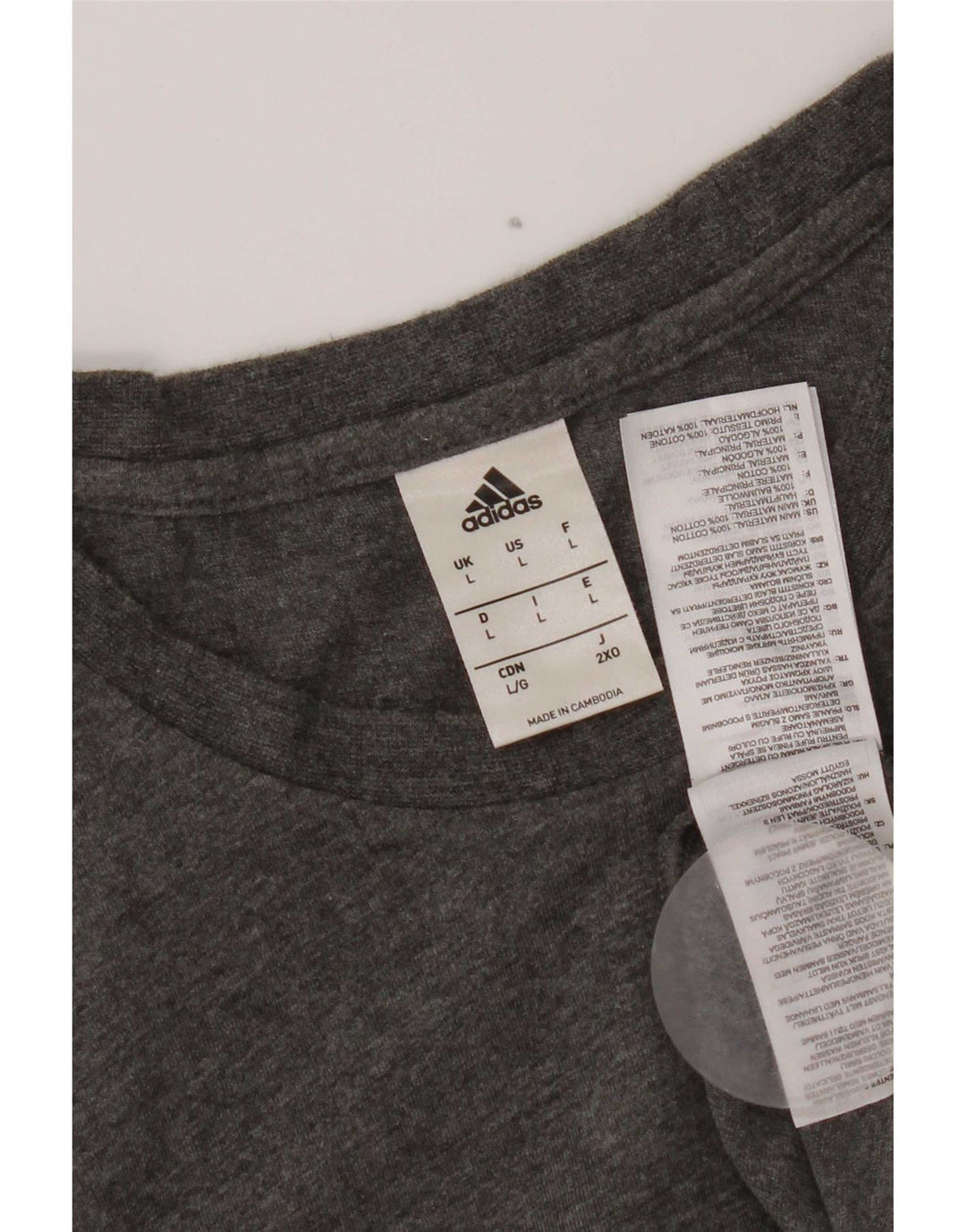 Adidas Męski T-shirt Top Duży Szary Bawełniany
