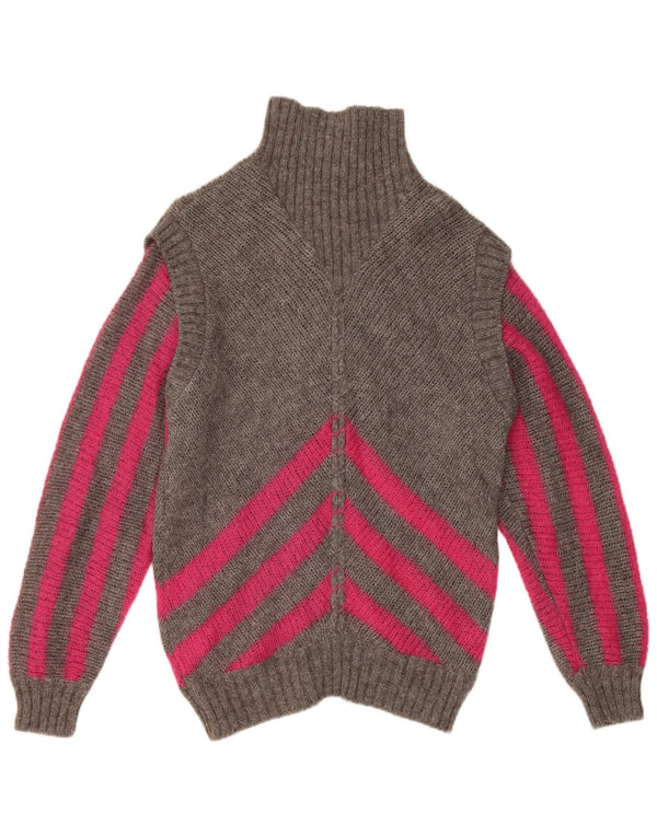 Vintage damski sweter z golfem IT 42 w średnie szare paski