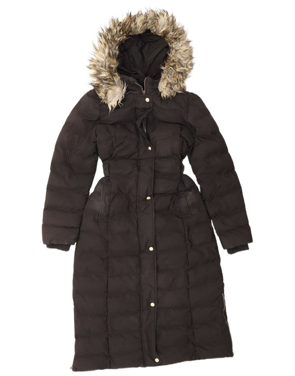 OASIS Womens Hooded Padded Coat UK 12 Medium Black Polyester