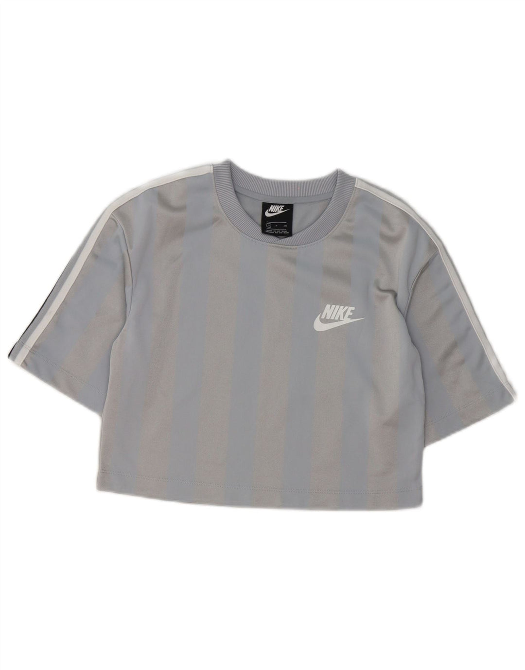 Damski T-shirt Nike Top UK 10, mały, szary, poliestrowy w paski