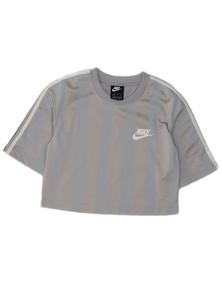 Damski T-shirt Nike Top UK 10, mały, szary, poliestrowy w paski