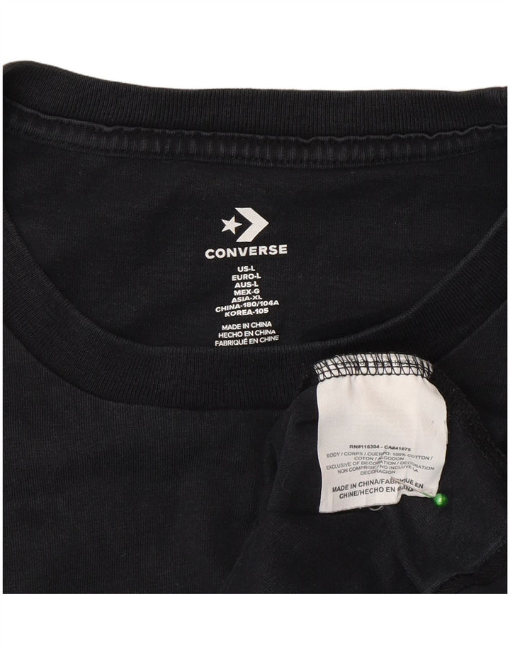 Converse Męski T-shirt z grafiką, duży, czarny, bawełniany