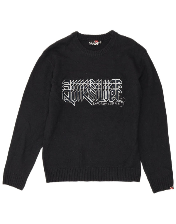 Męski sweter Quiksilver z graficznym wycięciem pod szyją, mały, czarny akryl