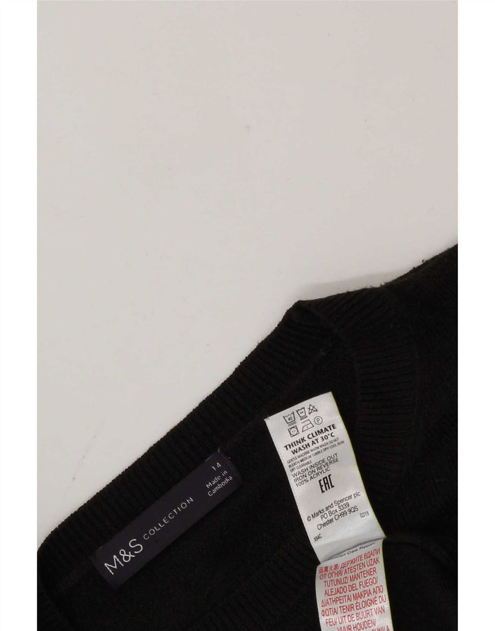 Marks & Spencer Damski sweter z okrągłym dekoltem UK 14, średni czarny akryl