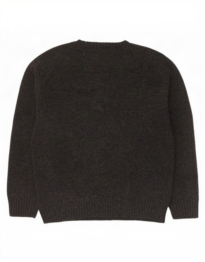 Męski sweter Kappa z okrągłym dekoltem, duży, szary, wełniany