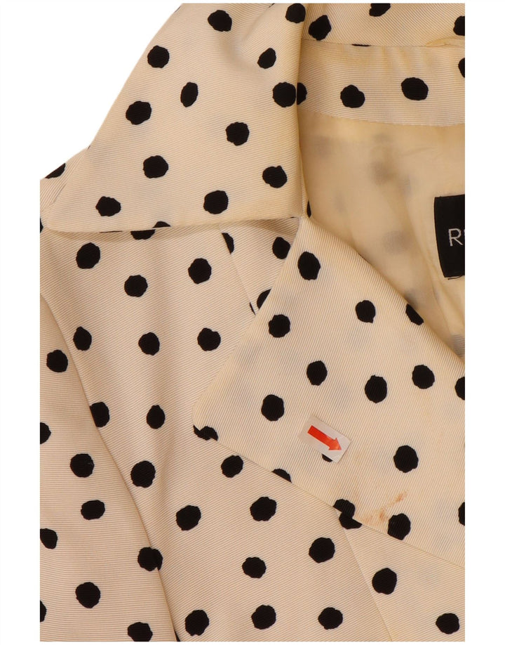 RENA LANGE Womens 4 Button Blazer Jacket EU 40 Medium Off White Polka Dot