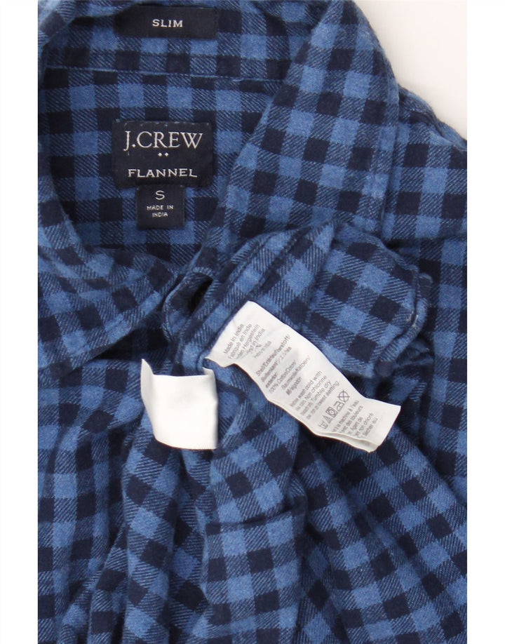 J. Crew Męska koszula flanelowa o dopasowanym kroju, mała, niebieska bawełniana kratka