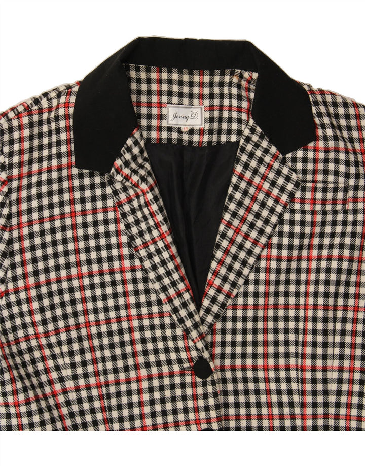VINTAGE Womens 3 Button Blazer Jacket UK 16 Large Grey Check Vintage Vintage and Second-Hand Vintage from Messina Hembry 