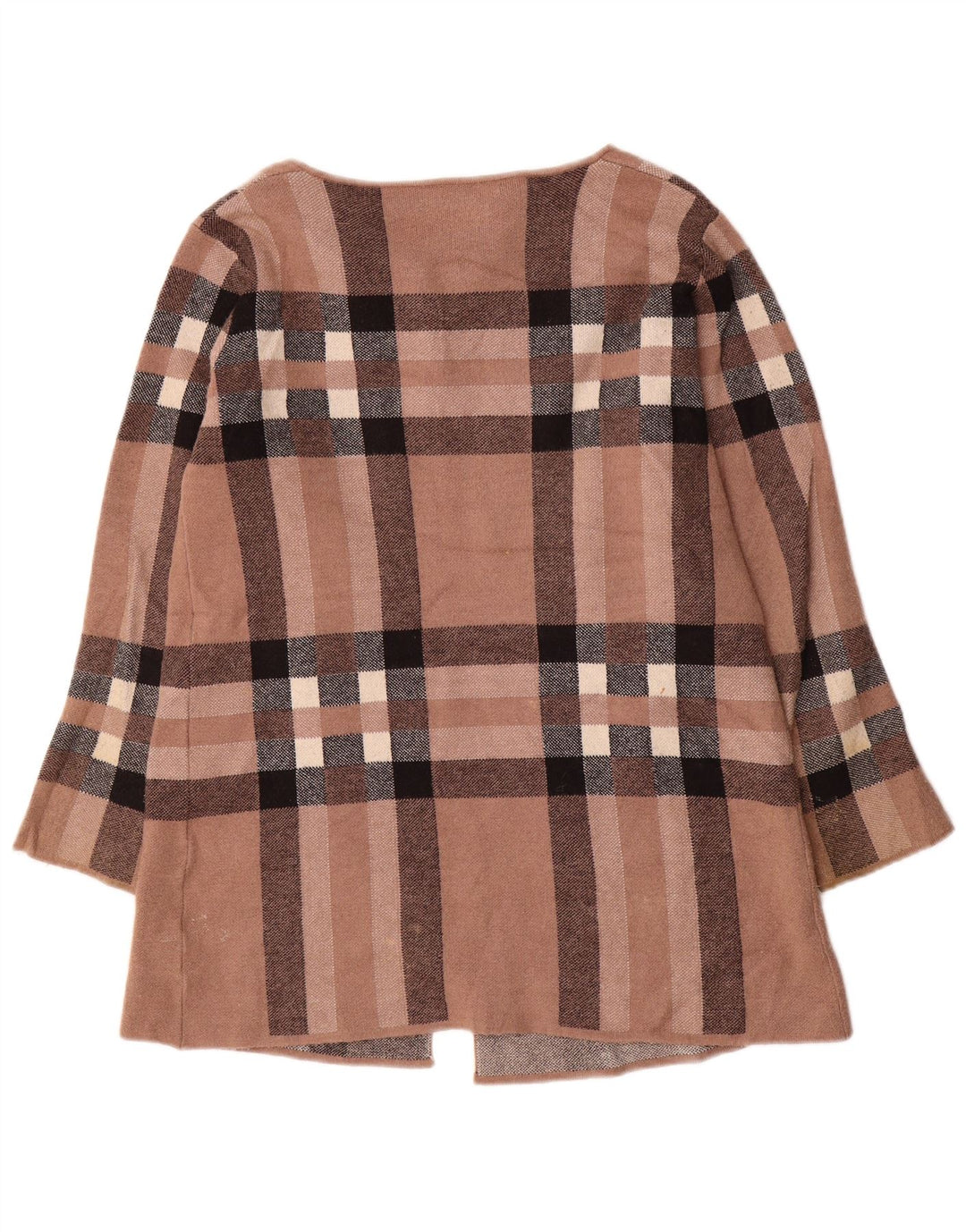Sweter damski Zara UK 16, duży, wełniany w brązową kratkę