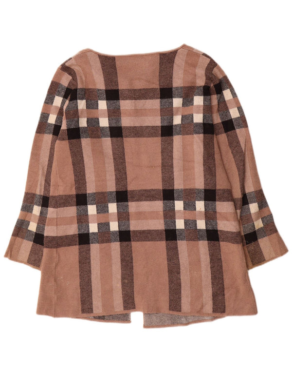 Sweter damski Zara UK 16, duży, wełniany w brązową kratkę