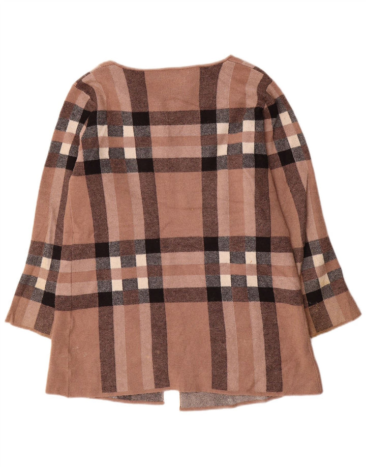 Sweter damski Zara UK 16, duży, wełniany w brązową kratkę