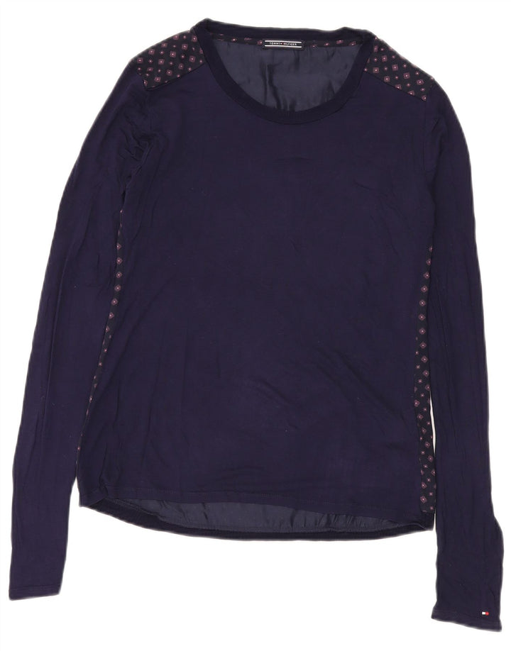Top damski Tommy Hilfiger z długim rękawem UK 12, średni granatowy geometryczny