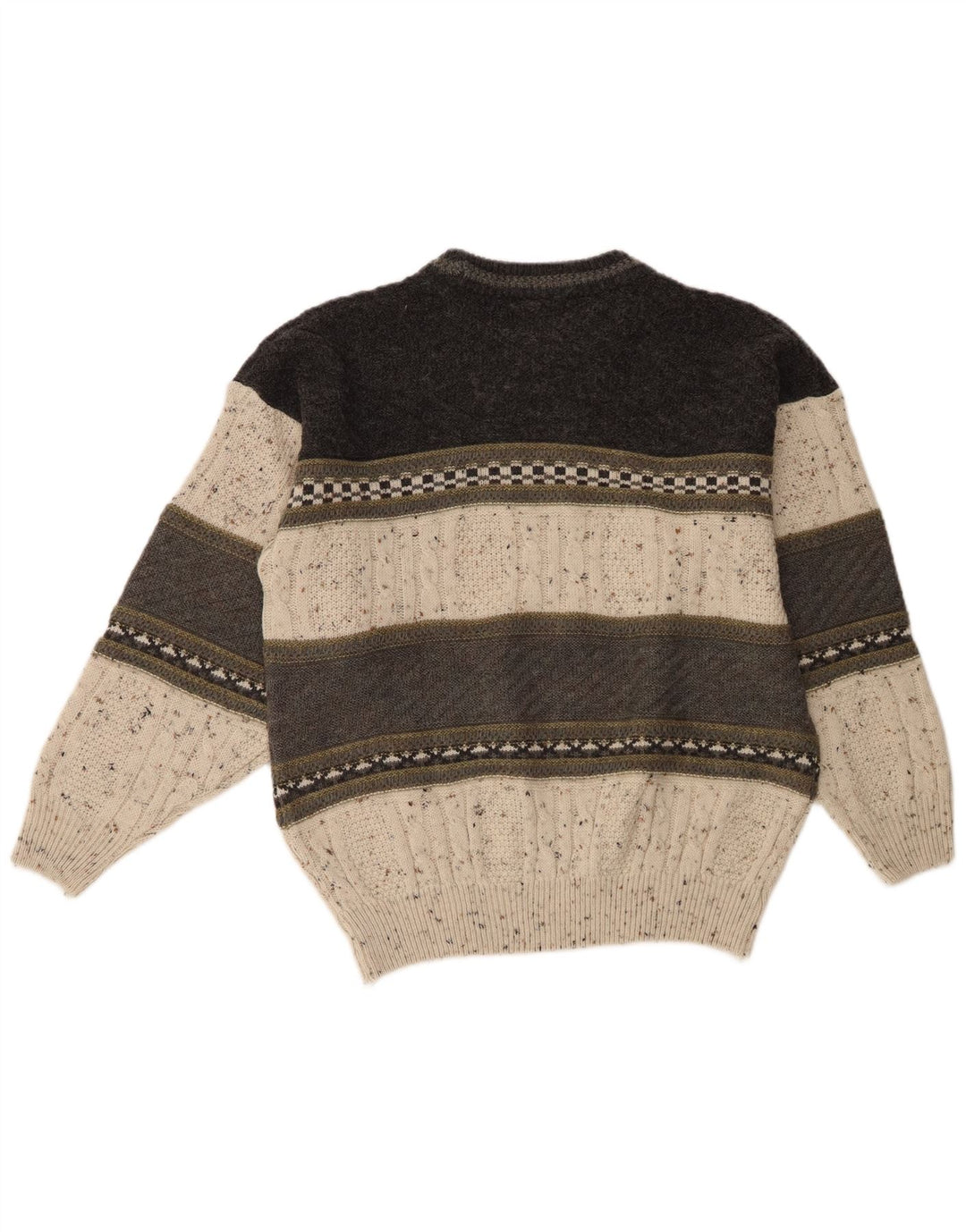 Nowy szybki męski sweter z wycięciem pod szyją, duży, beżowy, akrylowy blok kolorów