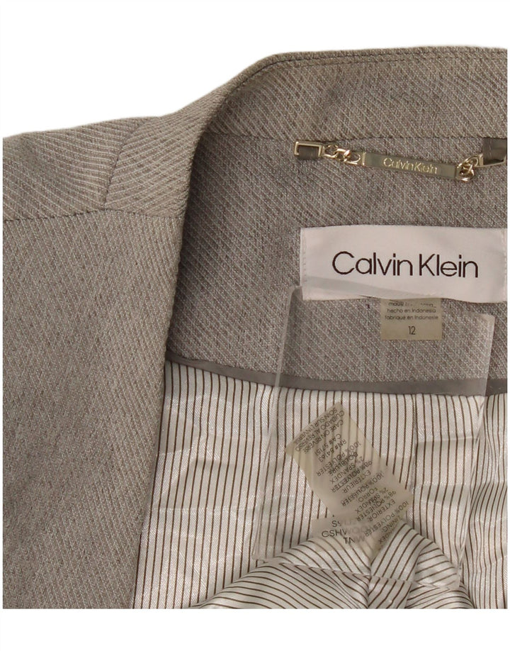 CALVIN KLEIN Damska marynarka o przedłużonym kroju, z odkrytymi ramionami US 12, duża, szara, z poliestru