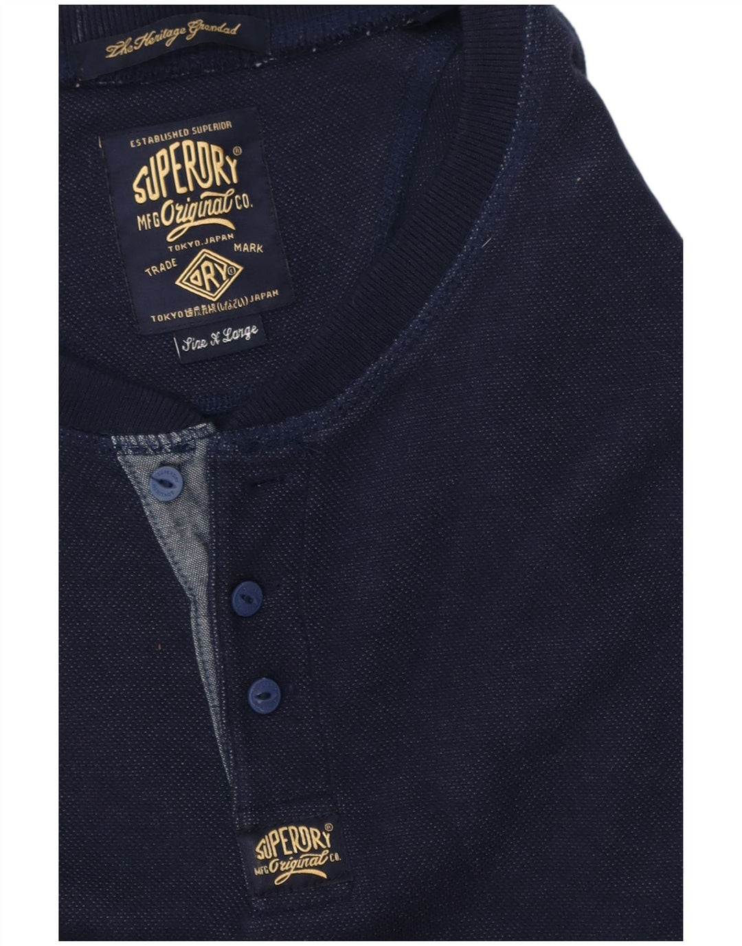 Męski top Superdry z długim rękawem XL, granatowy
