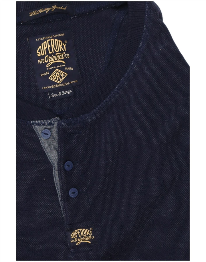 Męski top Superdry z długim rękawem XL, granatowy