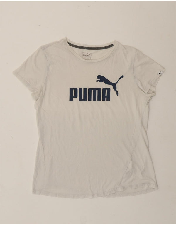 Puma Womens Graphic T-Shirt Top UK 16 Large White Cotton