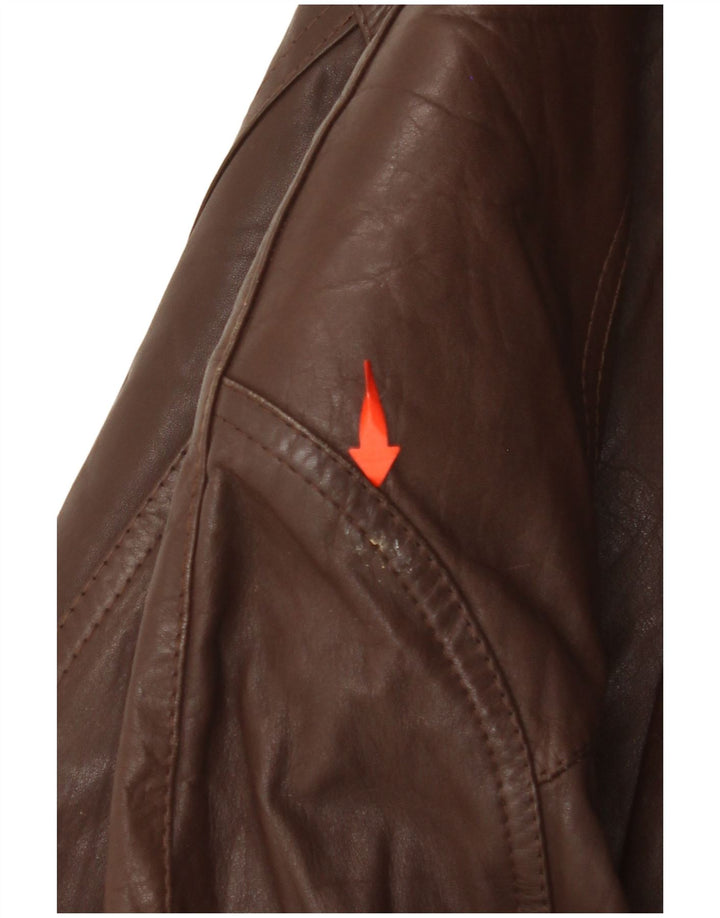 Płaszcz damski skórzany VINTAGE UK 14, duży, brązowy