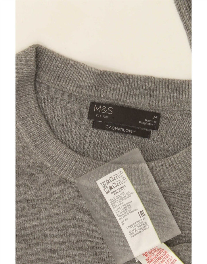 Marks & Spencer Męski sweter z okrągłym dekoltem, średnioszary, akrylowy