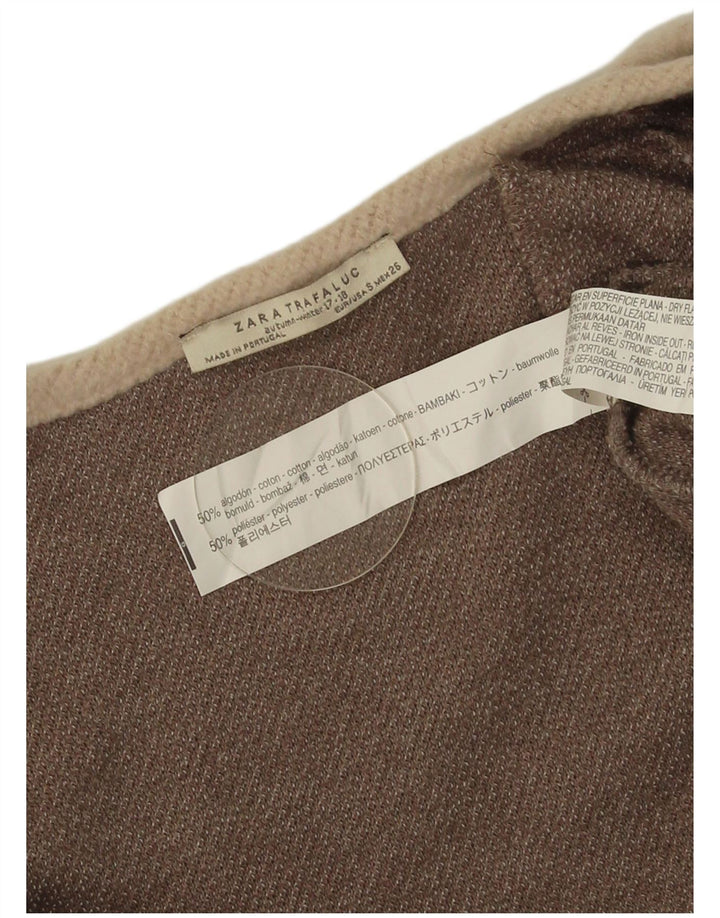 Damski sweter oversize z długimi rękawami i otwartym kardiganem Zara UK 10 Small Brown