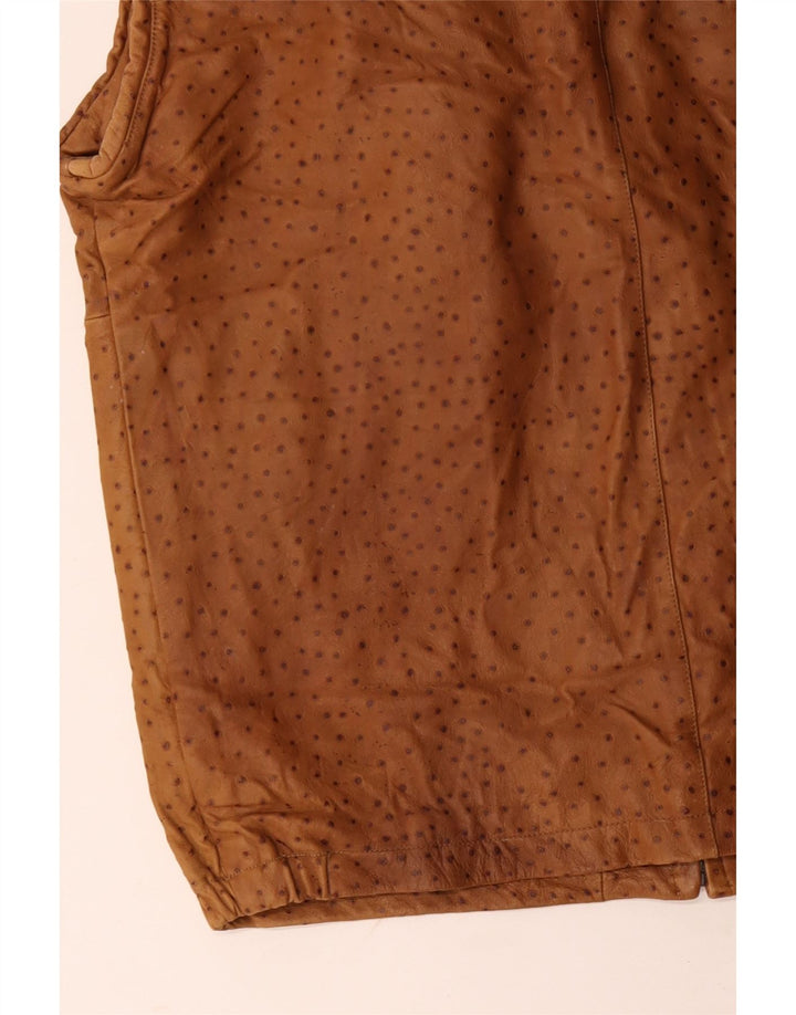 Męska kamizelka skórzana VINTAGE IT 56 3XL brązowa w cętki