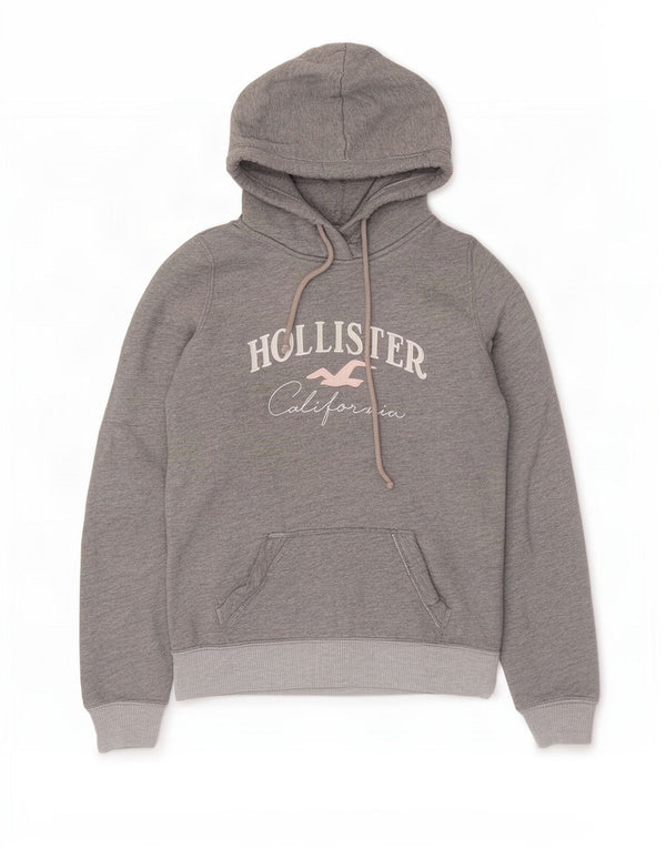 Damska bluza z kapturem Hollister Graphic UK 6 XS, szara bawełna