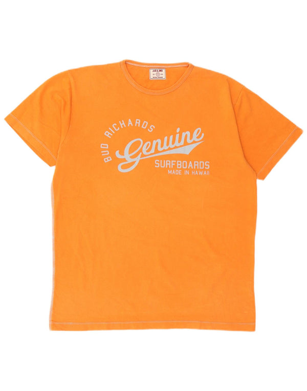 Męski T-shirt z grafiką Jack & Jones, XL, pomarańczowy, bawełniany