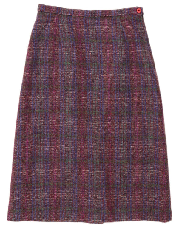 Damska spódnica Midi Pitlochry UK 14 Medium W30 Wielokolorowa wełna w kratę