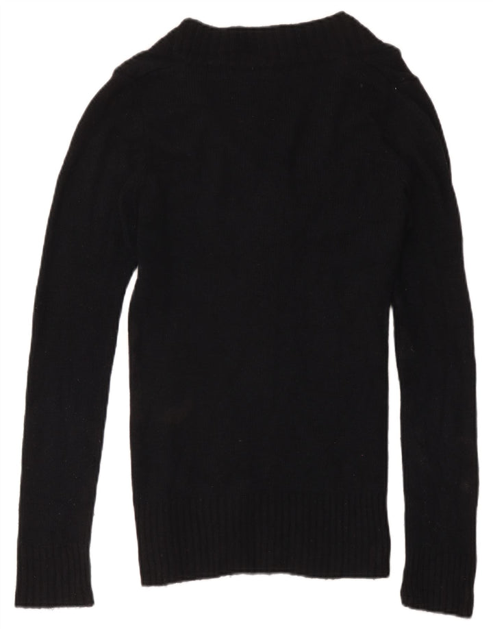 Sweter damski Zara z dekoltem w kształcie litery V, UK 12, średni czarny nylon