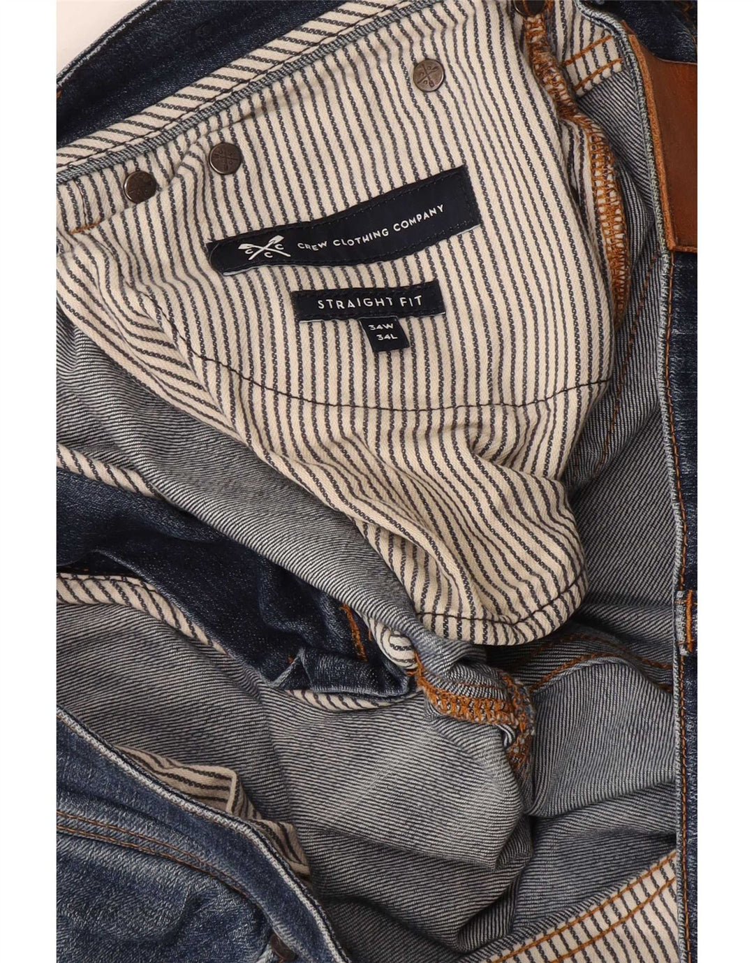 Crew Clothing Męskie proste dżinsy W34 L34 Niebieskie