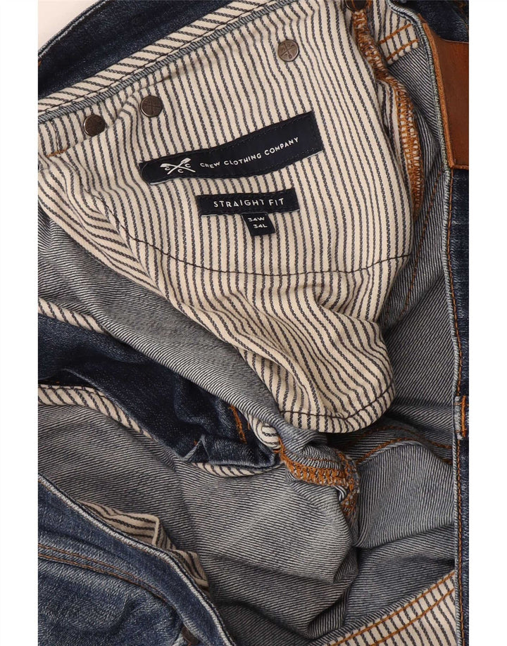 Crew Clothing Męskie proste dżinsy W34 L34 Niebieskie