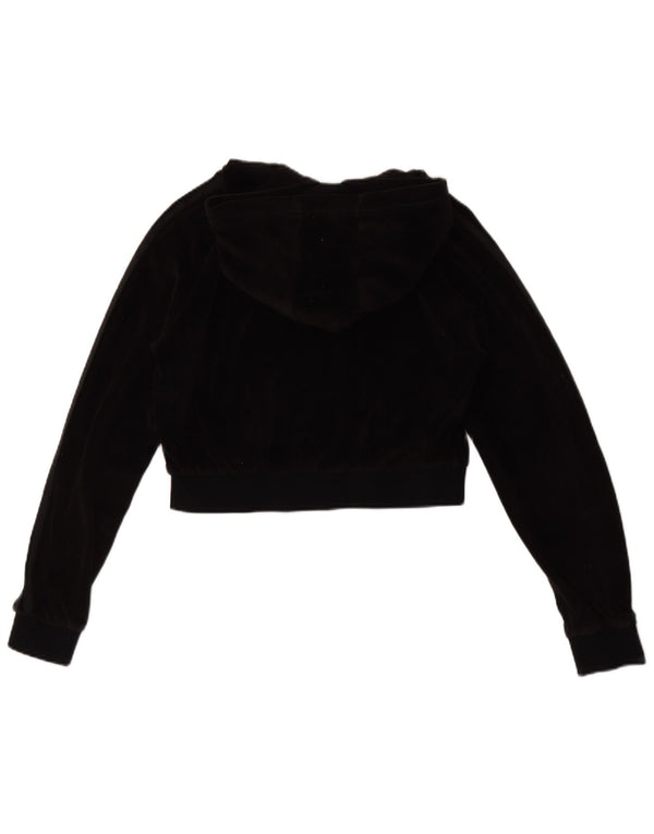 Damska bluza z kapturem Adidas Crop Velour Zip UK 14 Medium Black