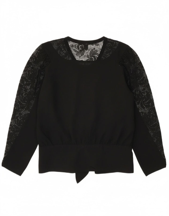 Doskonała damska bluzka z długim rękawem Top EU 40, średnia czarna wiskoza