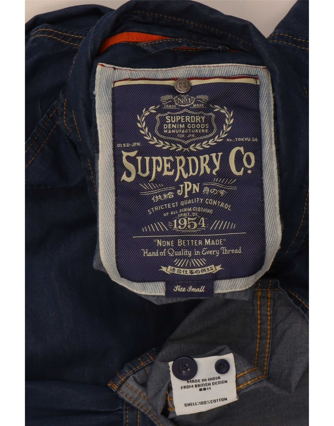 Męska koszula dżinsowa Superdry, mała, niebieska, bawełniana