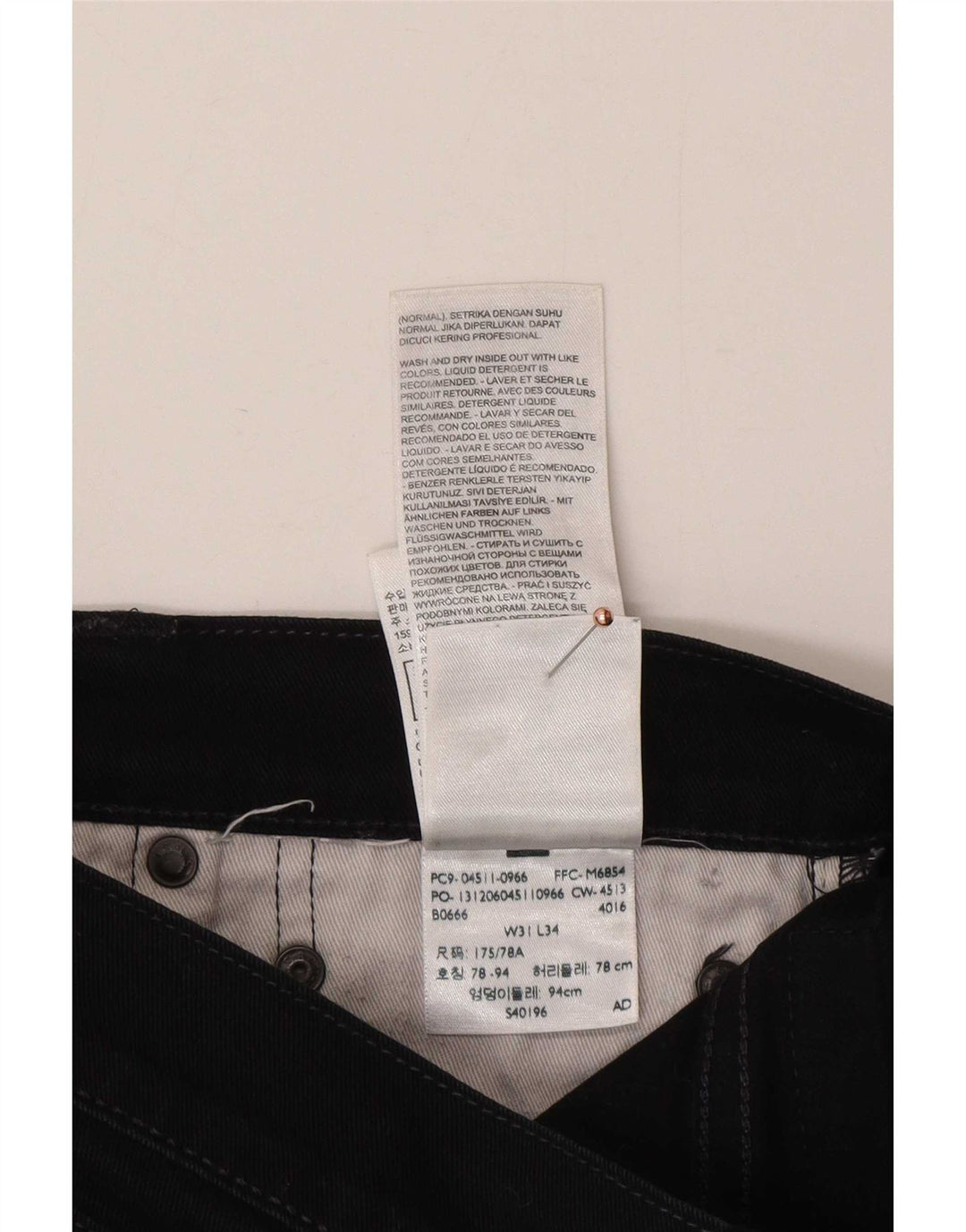 Męskie proste dżinsy Levi's W31 L25, czarna bawełna