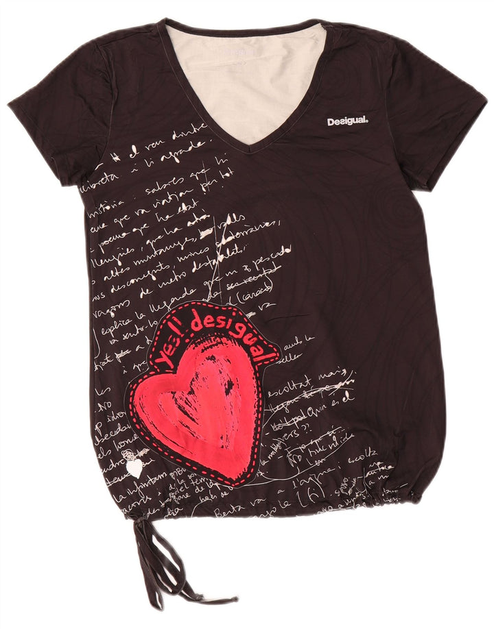 Damska koszulka z grafiką Desigual Top UK 10 Small, czarna, poliamid