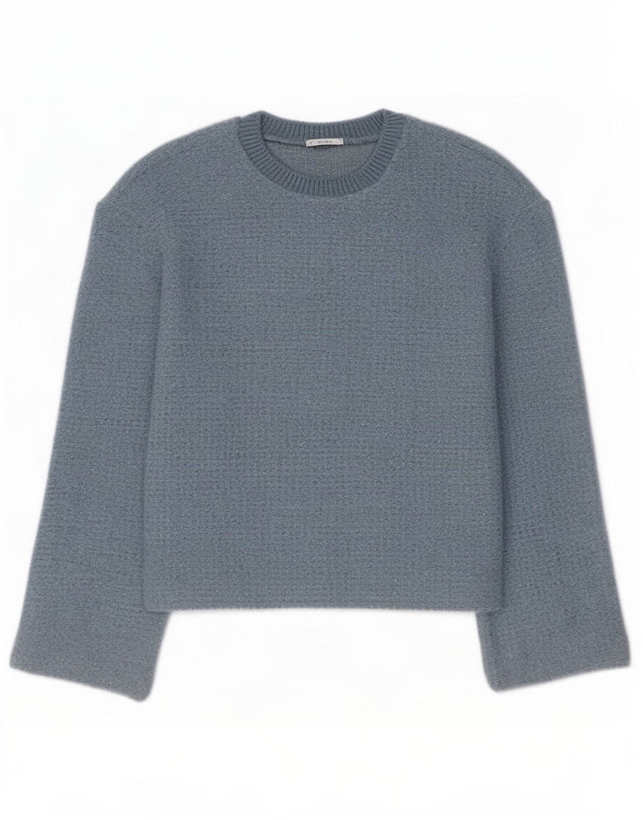 Damski sweter Zara z okrągłym dekoltem, UK 14, średni niebieski poliester