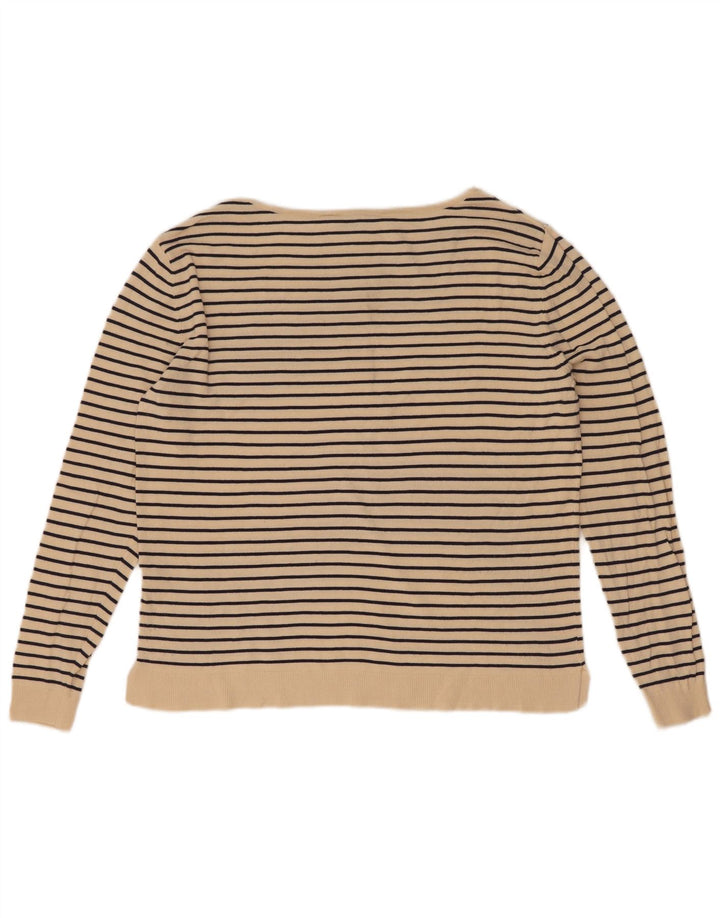 Damski top oversize z długim rękawem Zara UK 10 w małe beżowe paski, marynarski