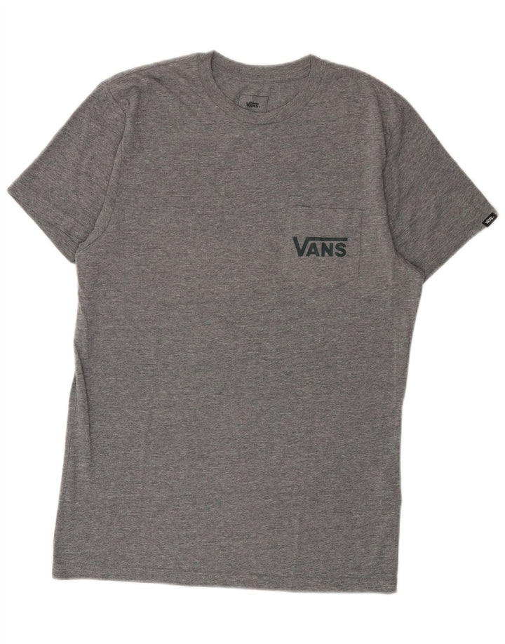 Męski T-shirt z grafiką Vans o dopasowanym kroju, średnioszary, bawełniany w cętki
