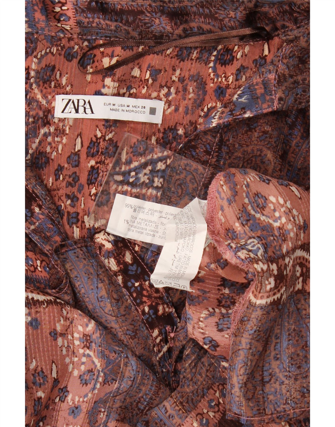 Damska bluzka koszulowa oversize Zara UK 14, średnia, wielokolorowa paisley