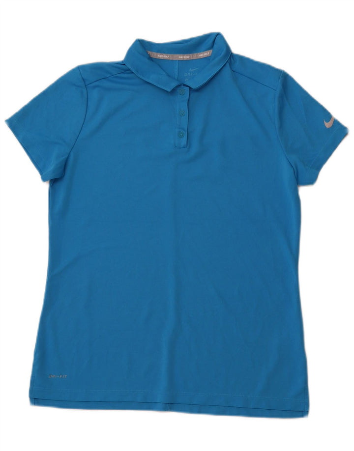 Damska koszulka polo NIKE Dri Fit UK 16, duża niebieska, poliester