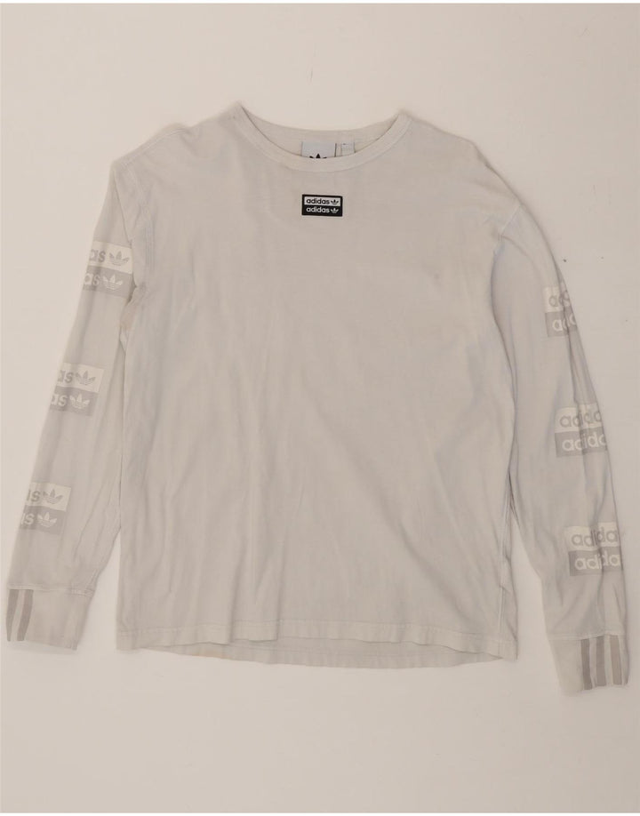 ADIDAS Mens Graphic Top Long Sleeve Small Grey Cotton Vintage Adidas and Second-Hand Adidas from Messina Hembry 