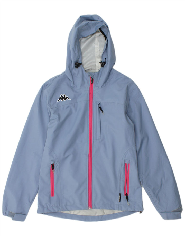 KAPPA Womens Hooded Rain Jacket UK 14 Medium Blue Polyester