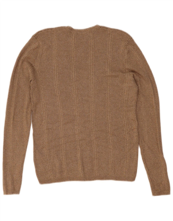 Sweter damski Marks & Spencer z dekoltem w kształcie litery V, UK 12, średni beż nakrapiany