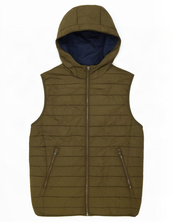 Męska wyściełana kamizelka z kapturem Jack & Jones, UK 40, duża, khaki, poliester